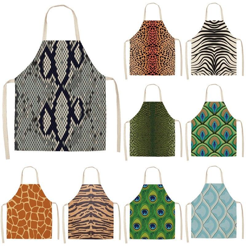 Cheap 1Pcs Leopard Print Kitchen Aprons for Women Men Home Cooking