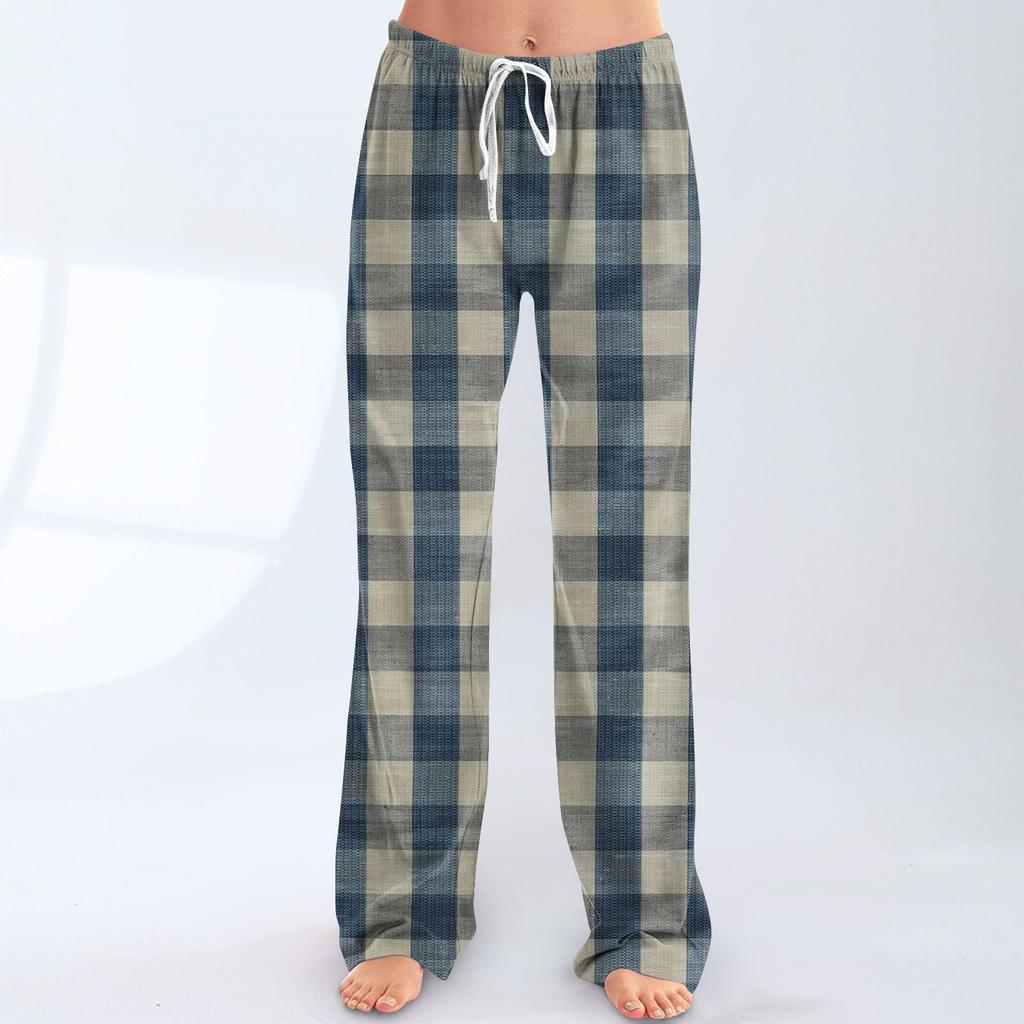 Womens Pajama Pants Sleepwear Casual Drawstring Elastic Waist Pants Comfy Straight Yoga Loose Trousers