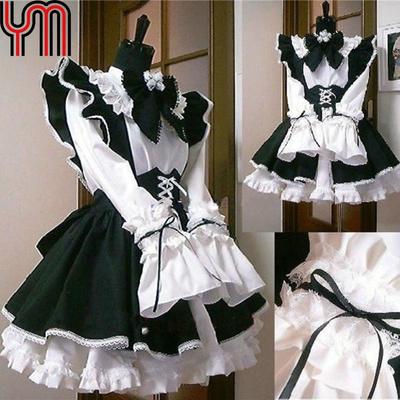 Lolita Maid Dress Costumi da cameriera da donna Bowknot Ruffle Gothic Abiti fantasia