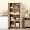 4-Door Kitchen Cabinet with Adjustable Shelves and Raised Base in Wood 80x40x182cm