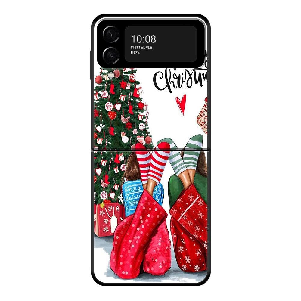 Christmas Tree Girl Gift Phone Case For Samsung Galaxy Z Flip Z Flip3 5G Z Flip4 Hard PC Matte Shell