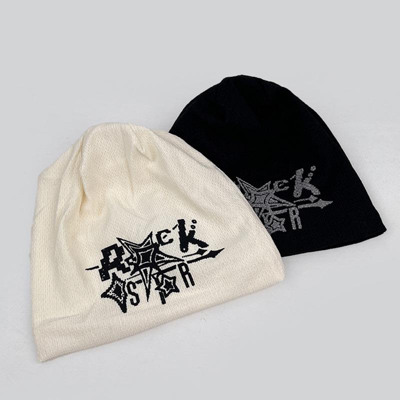 European and American Trendy Brand Hip-hop Retro Pullover Hat Fashionable Casual Versatile Men's and Women's Letter Jacquard Double-layer Stacking Hat