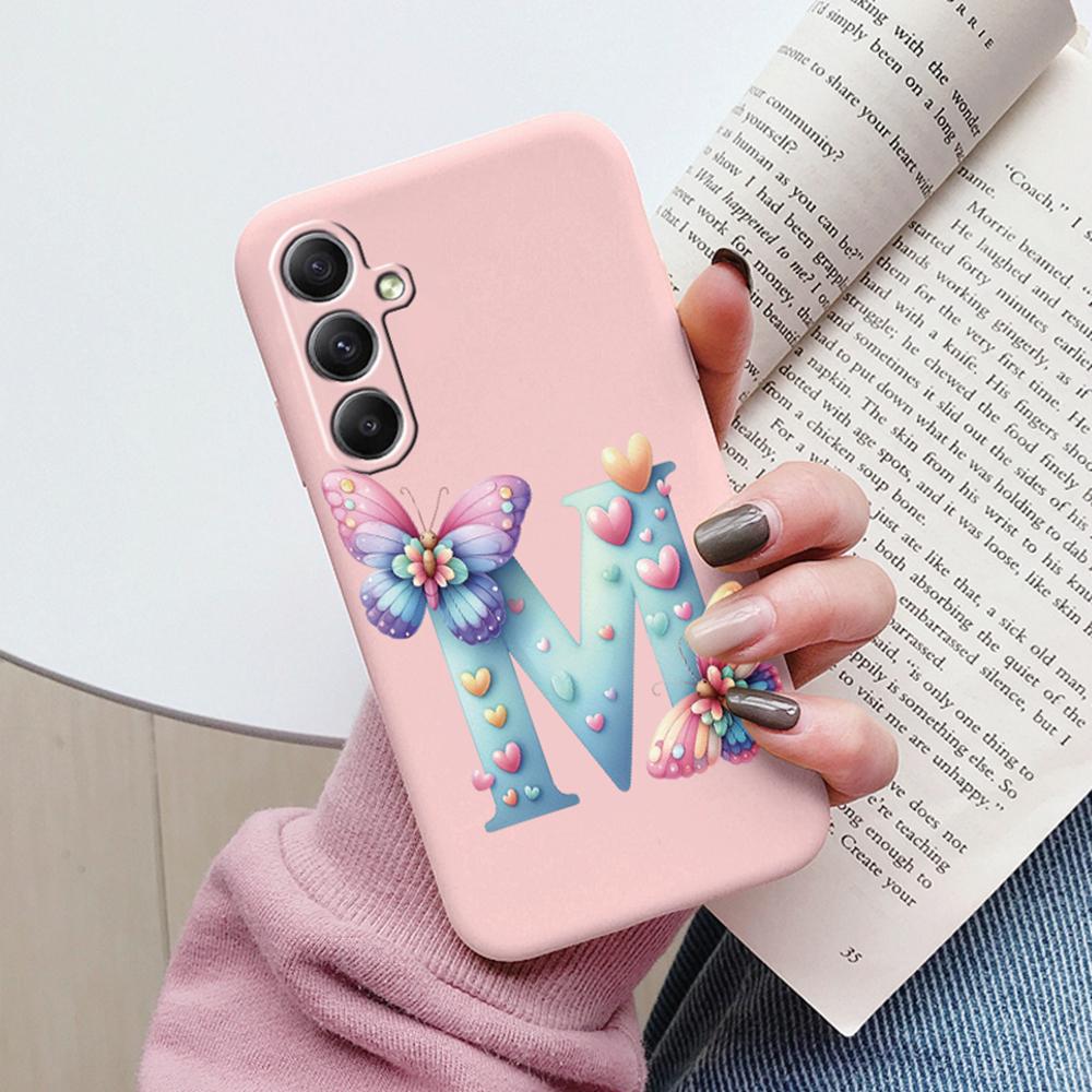 Phone Case For Samsung Galaxy A15 A25 A35 A55 A13 Colorful Letter Love Flower Butterfly Women INS Shell Fundas Bumper Soft Cover