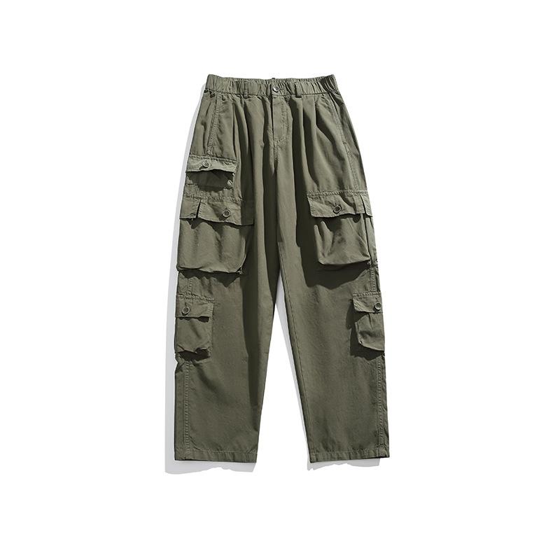 New men's overalls casual pants loose pants trendy brand men's wide-leg multi-pocket trousers simple men's clothing