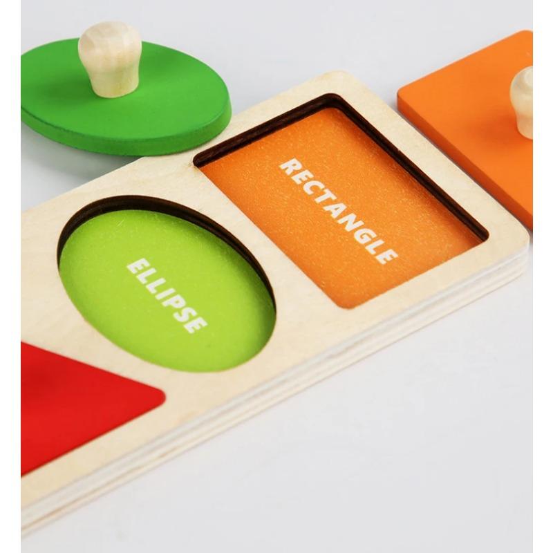 Wooden Montessori Geometric Puzzle Peg Board,Early Education Sensorial Toy for Toddlers Shape And Color Sorting Toys For Baby