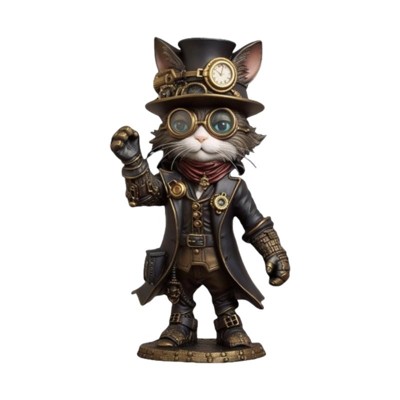 

Хэллоуин Изобретатель Кошки Фигурка Смолы Художественное Изделие со Сложной Стимпанк Деталью для Дома Офиса Стола Полки Дисплея Ornaments