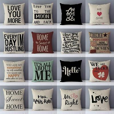 Popular Phrase Words Letters Printed Couch Cushion Home Decorative Pillows 45X45Cm Cotton Linen Square Cushions \"Love You More\