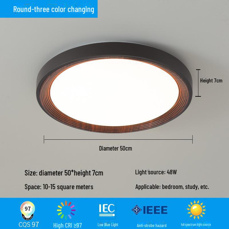 Walnut Wabi-Sabi Ceiling Lamp: Eye-Friendly Full Spectrum Lighting for Living Room, Bedroom, or Study.