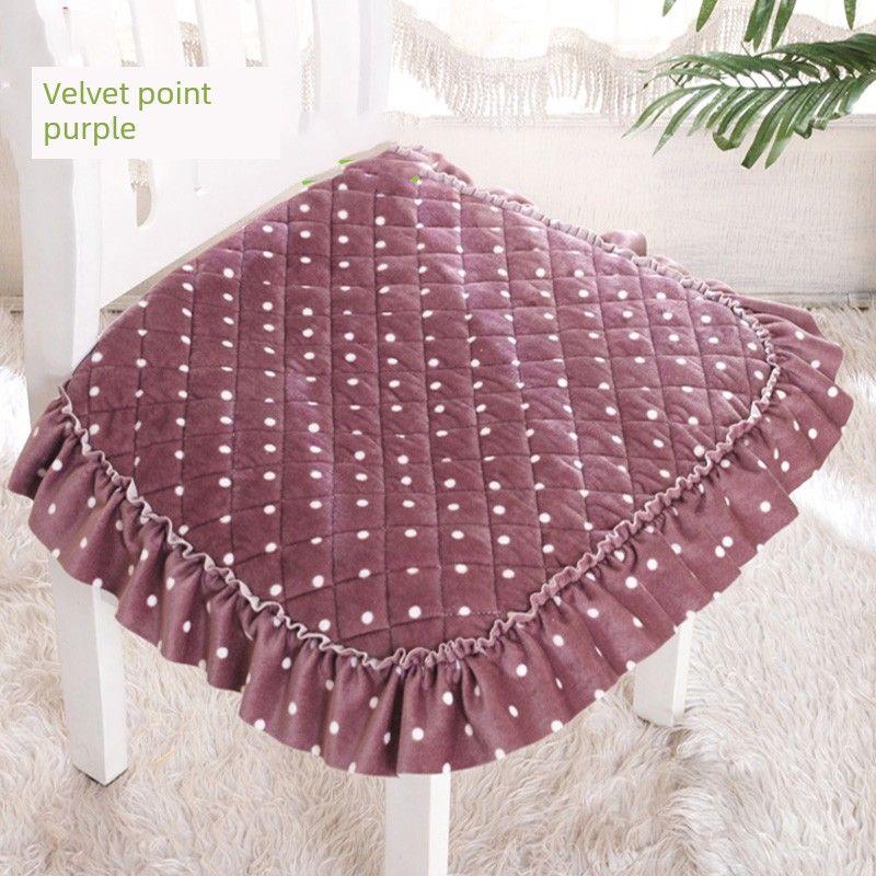 

European-Style Lace Fabric Table and Chair Machine Washable Mat Velvet point purple General 43*45cm