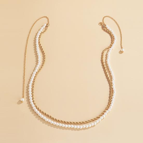 

Цепочка на талию. Тонкая работа в стиле ретро. Нежная изысканная повседневная универсальная цепочка на живот с белым жемчугом.