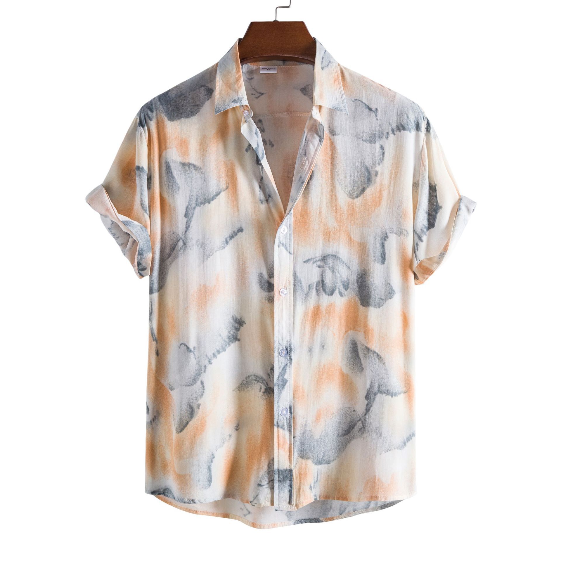 

Men s new summer floral men s casual short-sleeved flower shirt XXXL