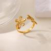 Stainless Steel Two Flowers Ring for Women 18K Gold-plated Anti Fading Adjustable Rings Wedding Prom Jewelry Christmas Gift 2026