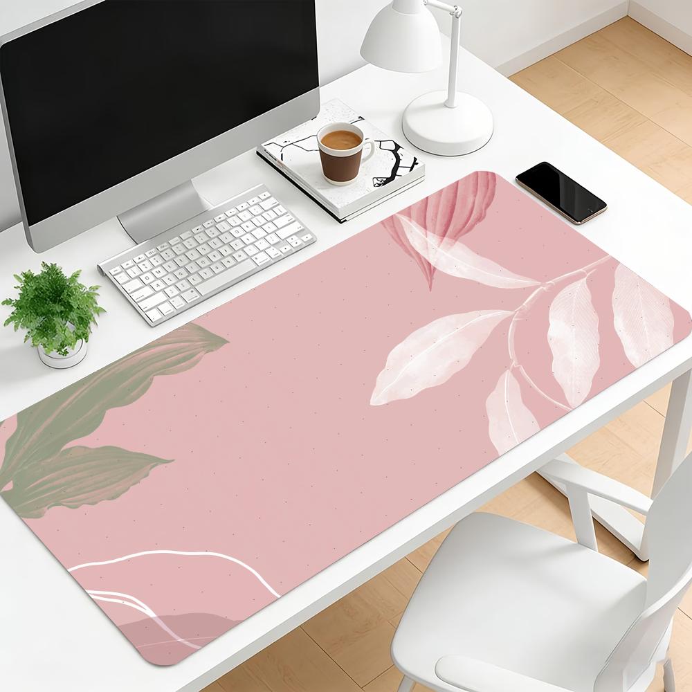 Watercolor Leaf Large Gaming Mouse Pad NonSlip Rubber Desk Mat Lock Edge Keyboard Mat Hd Print For Pc Laptop Home Gamers Decor