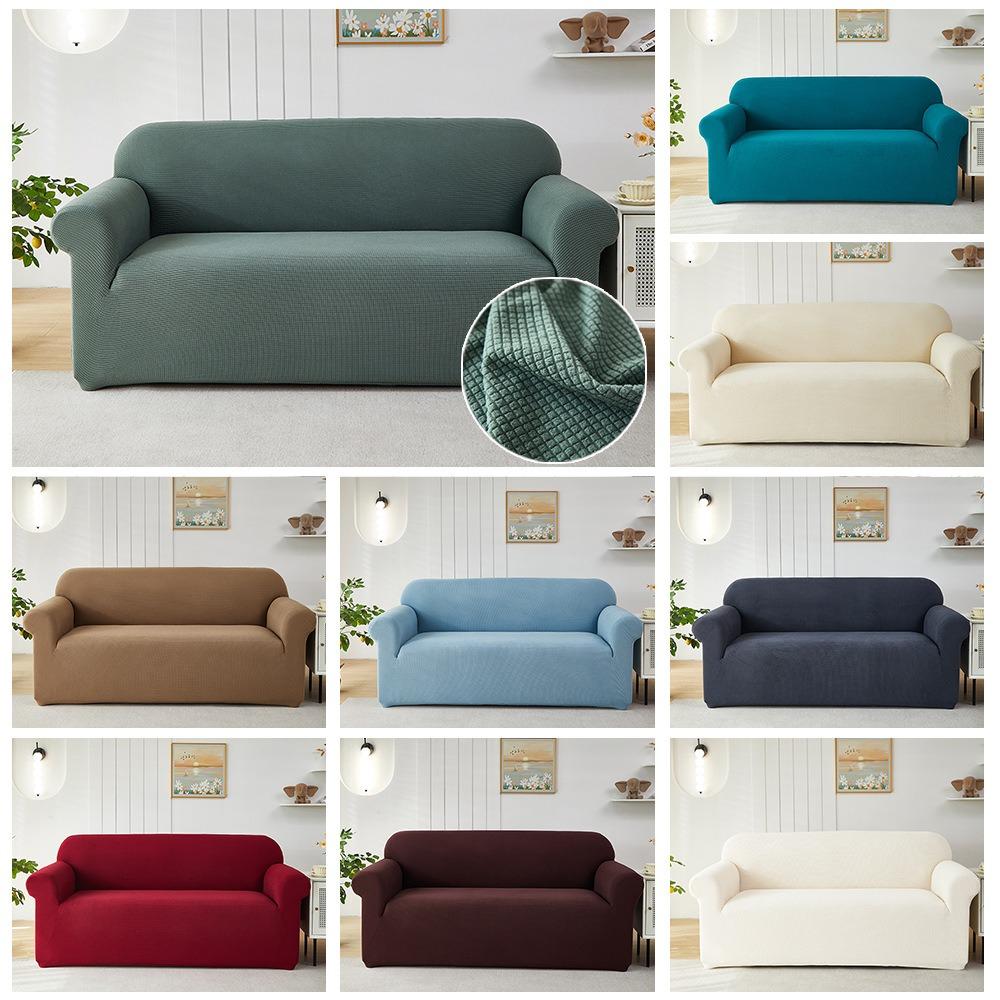 Thick Corn Fleece Couch Cover Stretch Elastic Sofa Slipcover Anti Slip All Season Use