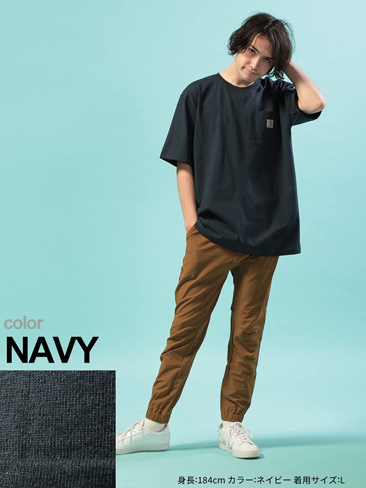 Enkel logoficka Rundhalsad Kortärmad [Carhartt] T-shirt [K87] (L, Marinblå)