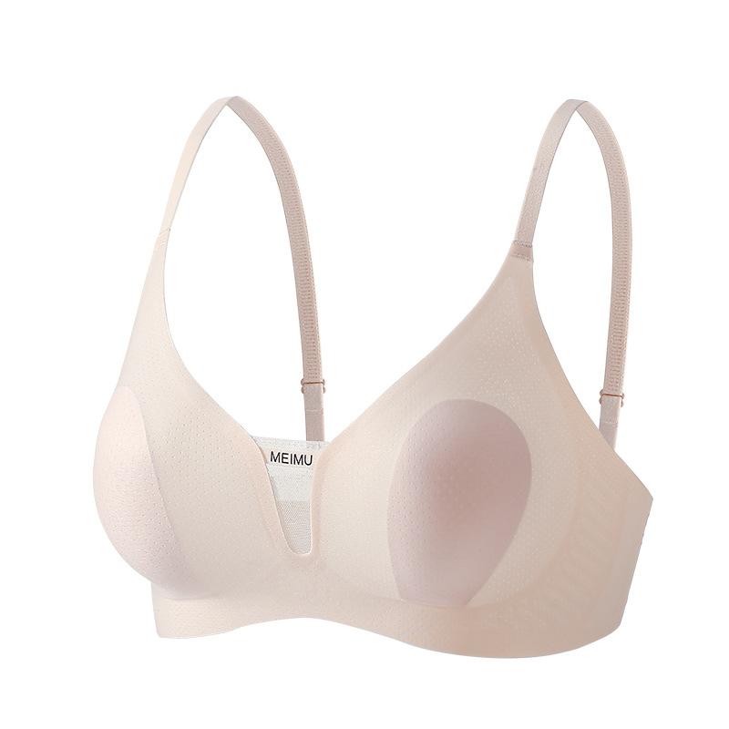 Traceless Underwear Breathable Antibacterial Small Gathering Comfortable No Steel Ring Rabbit Ear Cup Sexy Soft Support Ultra-thin Bra