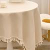 Beige Round Tablecloth Wrinkle Resistant Washable Polyester Table Cloth for Kitchen Dinning Tabletop Decoration, Rustic Outdoor