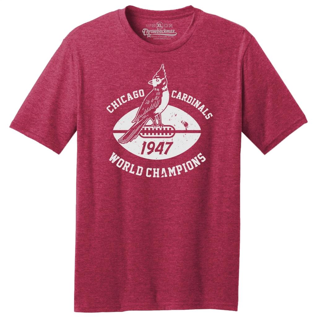 Men's and Women's T-shirts Chicago Cardinals World Champs 1947 Football TRI-BLEND Tee Shirt - Chicago Bears