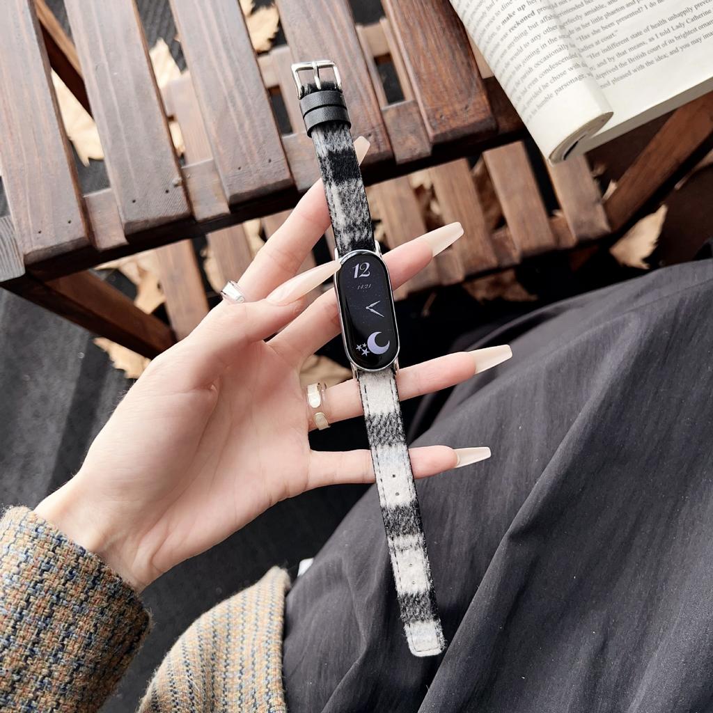Fine plaid woolen strap for fit3 Huawei GT5/4/3 watch with Xiaomi bracelet 9/8PRO women