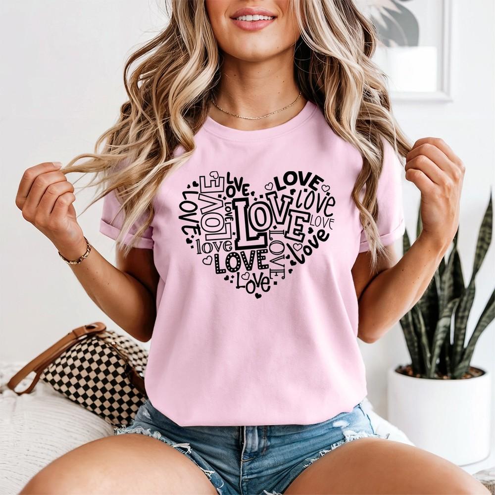 Unisexs Love T Shirt Soft Feel Comfortable Summer Fashionable Casual Tee