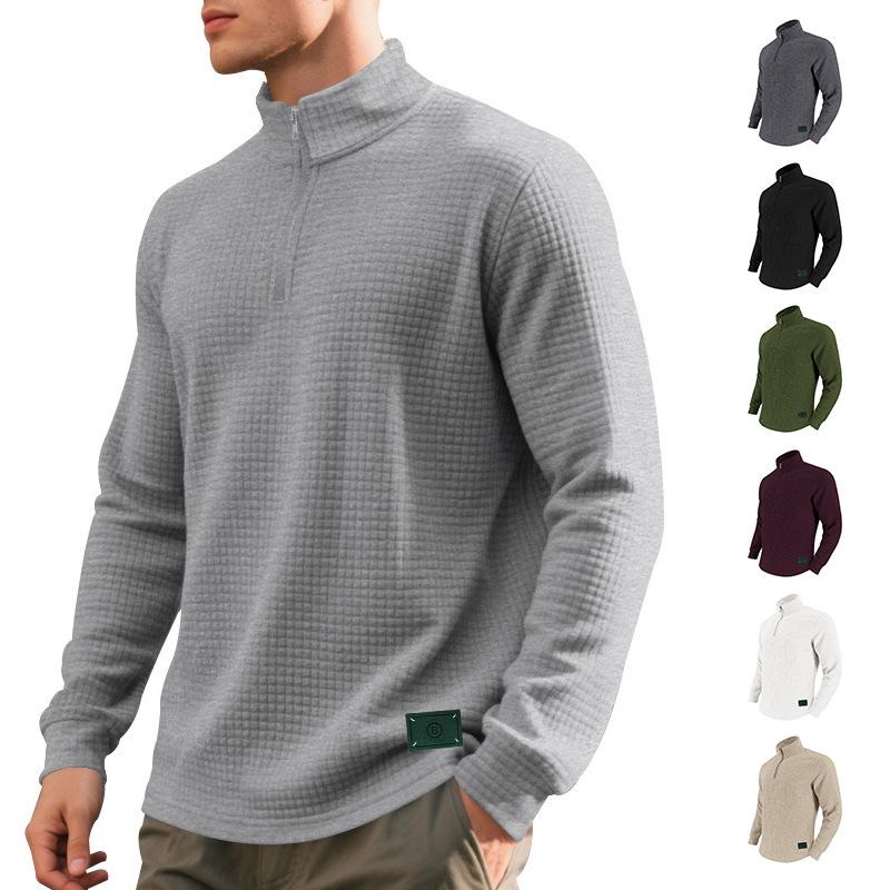 Herren Freizeit Jacquard Stehkragen Halbreißverschluss Sweatshirt für Frühling & Herbst