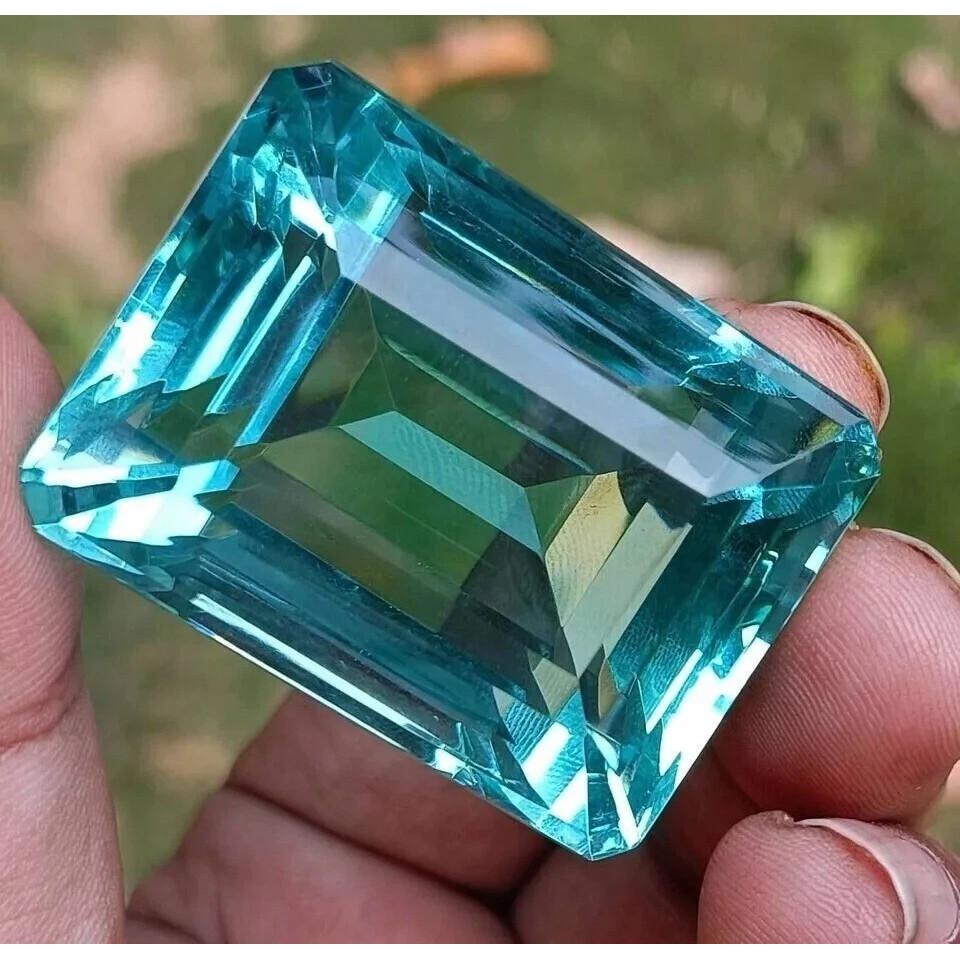 Certified Natural Sky Blue Topaz Emerald Cut 105+ Ct AAA+ Loose Gemstone