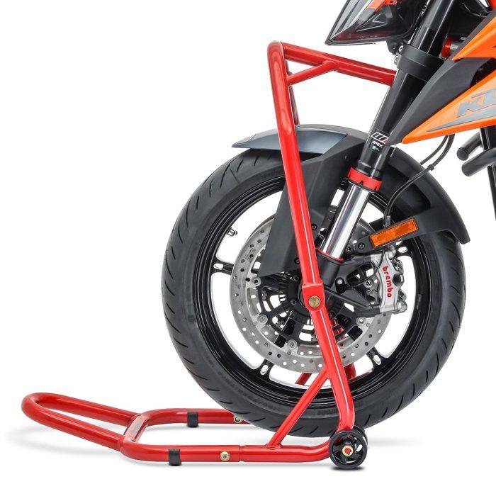 Béquille sous tete fourche Constands Classic 28,5mm leve moto roue avant rouge