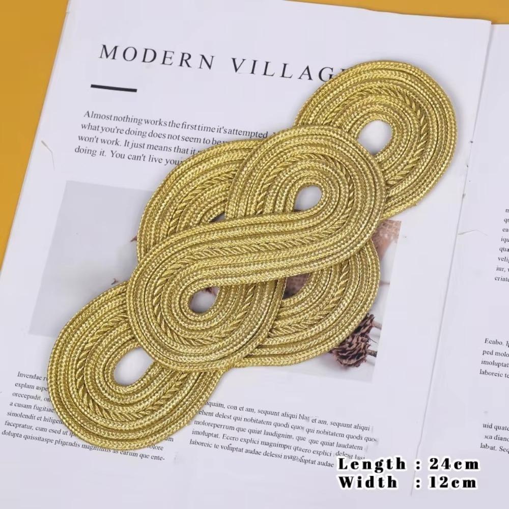 Handmade Chinese Knot Buttons Golden Cheongsam Buttons Traditional Gold Lace Trim Clasps  DIY Craft