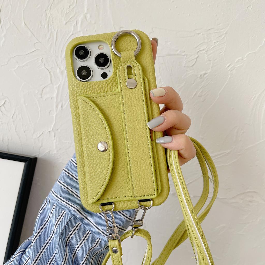 Handgelenkschlaufe Umhängeband Hülle für iPhone 13 12 Mini 15 14 11 Pro XS Max X XR 7 8 Plus Kartenhalter Brieftasche Lederhülle