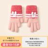 Cute rabbit stripes leak two fingers student writing thickened warm winter knitted wool gloves girl