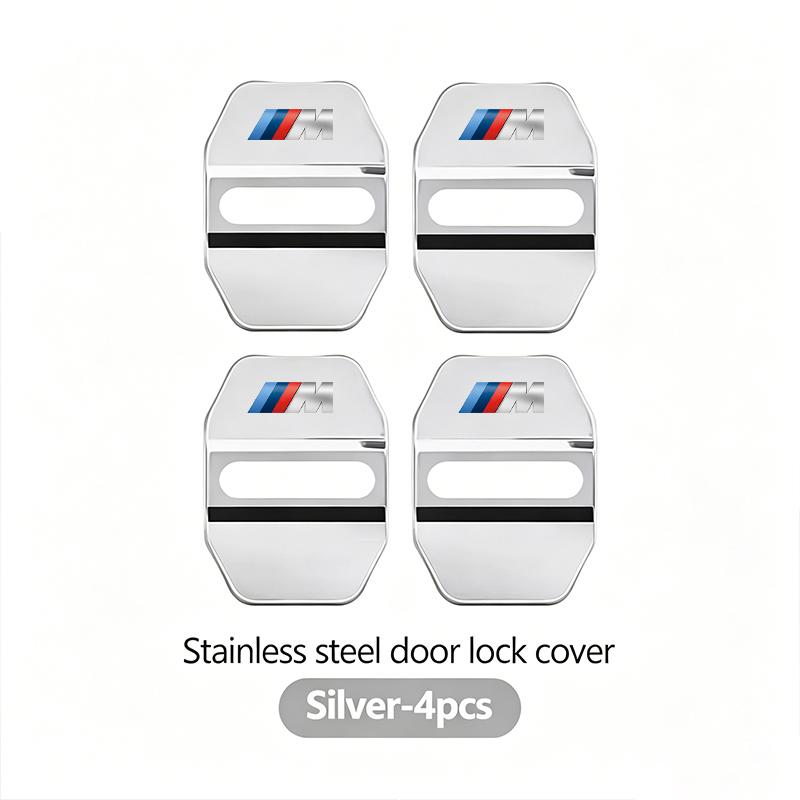 BBKD8 4Pcs Stainless Steel Shock Absorbing Car Door Lock Cover Anti Vibration Latch Protector Accessories For BMW E90 G80 M3 G30 M5 F8