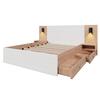 Teen Bed 180x200cm Double with 2 Drawers Bedside Cabinets Reading Light USB Youth Charging Function Headboard Strong Wood Slat Support Bedroom
