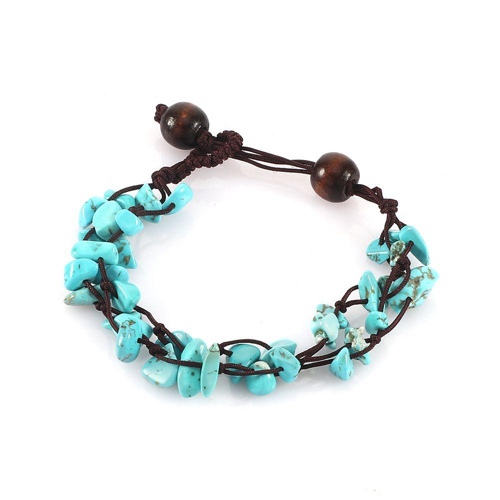 Adjustable Length Braided Bracelet Braided Design Ankle Chain Crushed Stone Bracelet Gift Giving