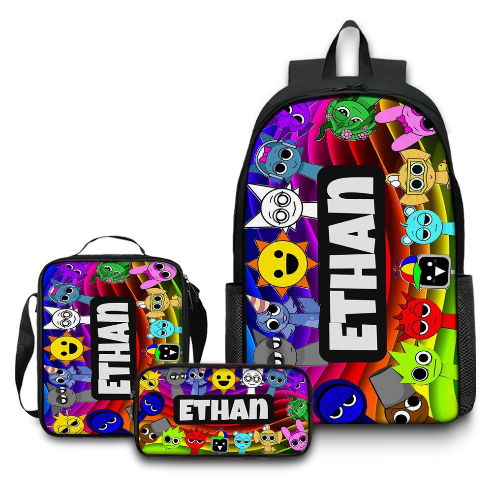 Rhythm Box Game School Bag Sprunki Load Reduction Cartoon Backpack Student Backpack Backpack D