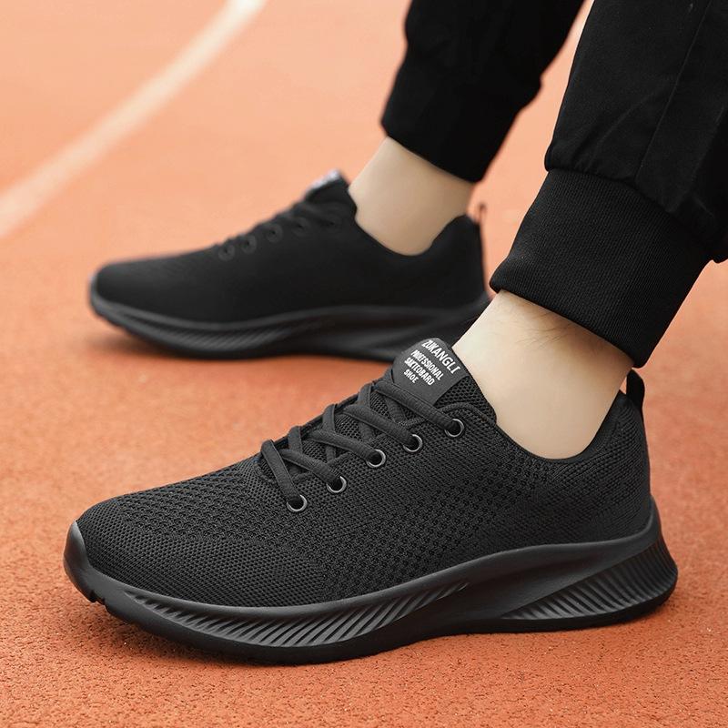 Mesh Breathable Sneakers Autumn Shock Absorption, Light and Comfortable Soft-soled Casual Running Shoes, Black ******** Rope Running Shoes