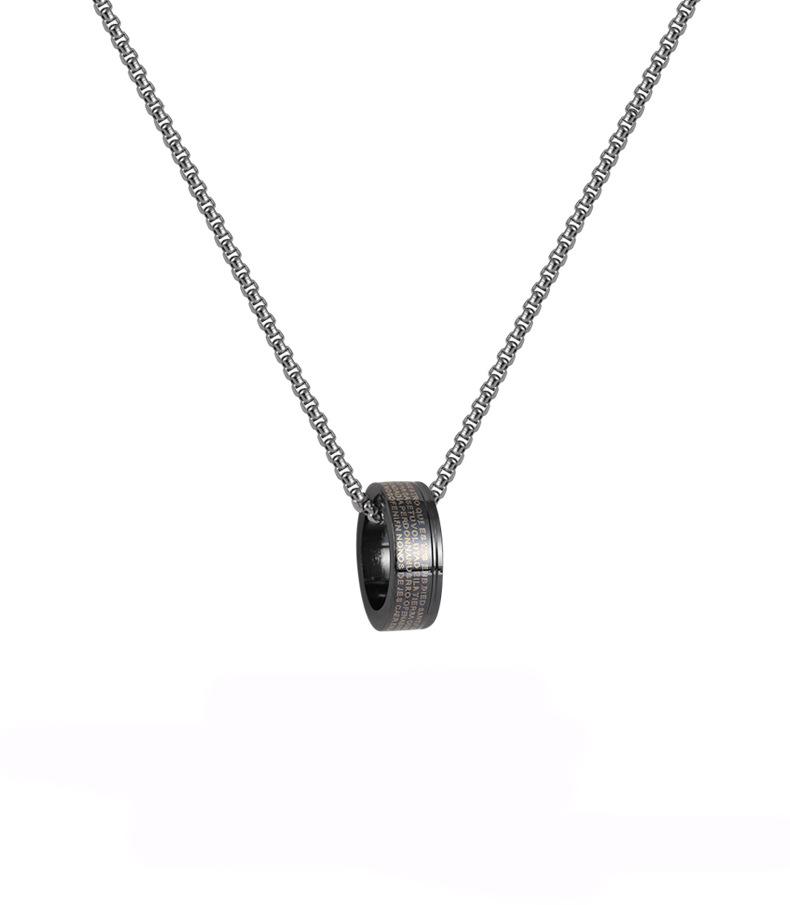 

English Ring Pendant Necklace European and American Personality Male Couple Hip Hop Sweater Sweater Chain Tide Internet celebrity jewelry