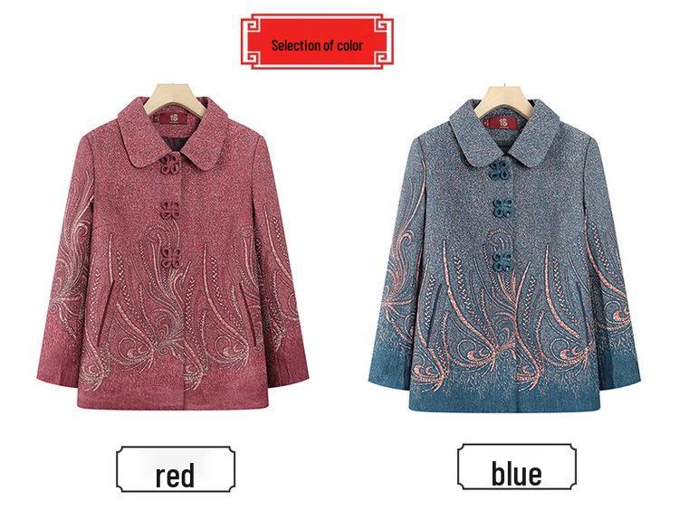 Grandma's 2024 Spring & Autumn Outerwear: Stylish Tops for Middle-Aged & Elderly Women (60-70)