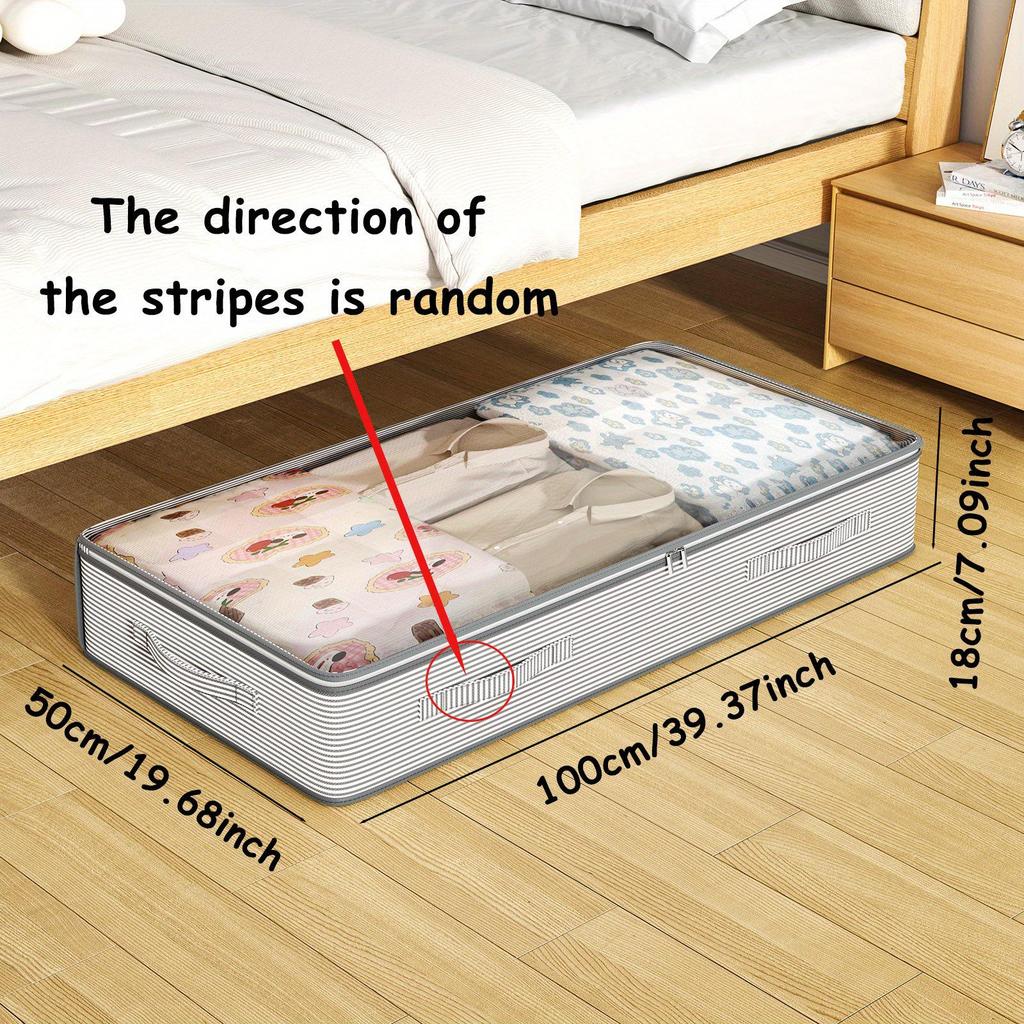Foldable Non-Woven Underbed Storage Bag – Dustproof Organizer for Blankets, Clothes, Quilts & Toys with Clear See-Through Window