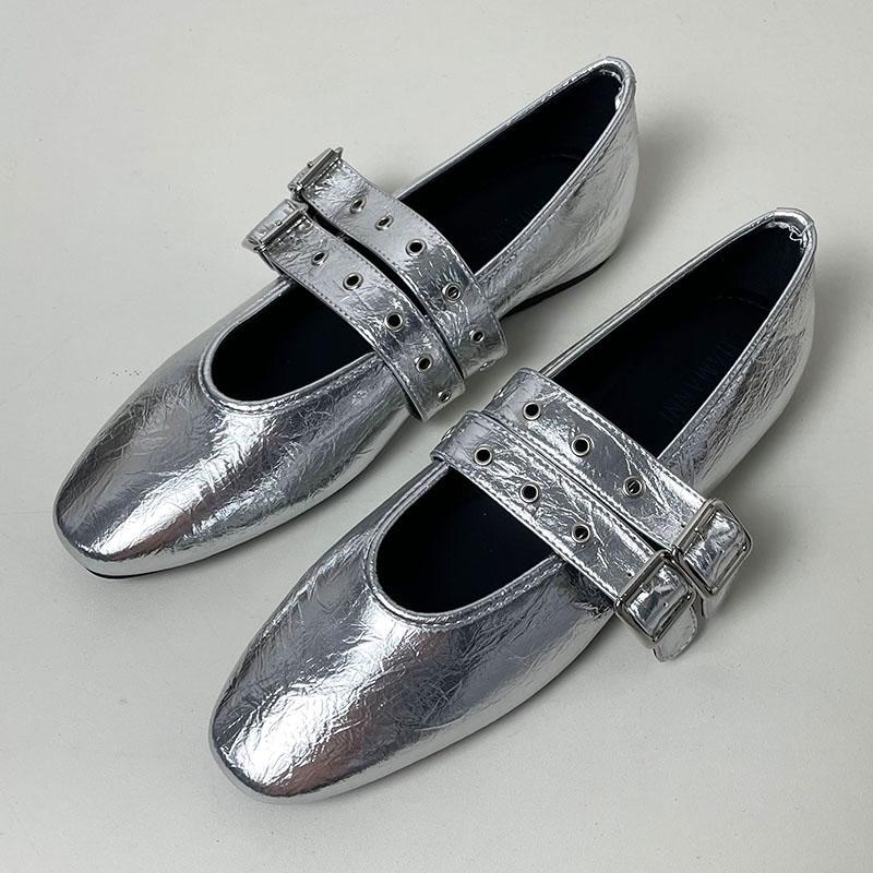Fashion Luxury Female Soft Footwear Round Toe Ladies Flats With Shoes Shallow Fashion Buckle Strap Shoes Flats Mary Janes For Women