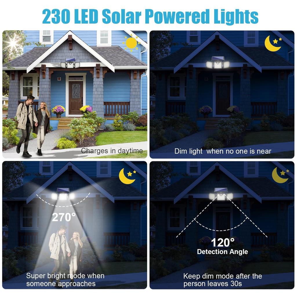 230LED Solar Outdoor Wall Light with Motion Sensor