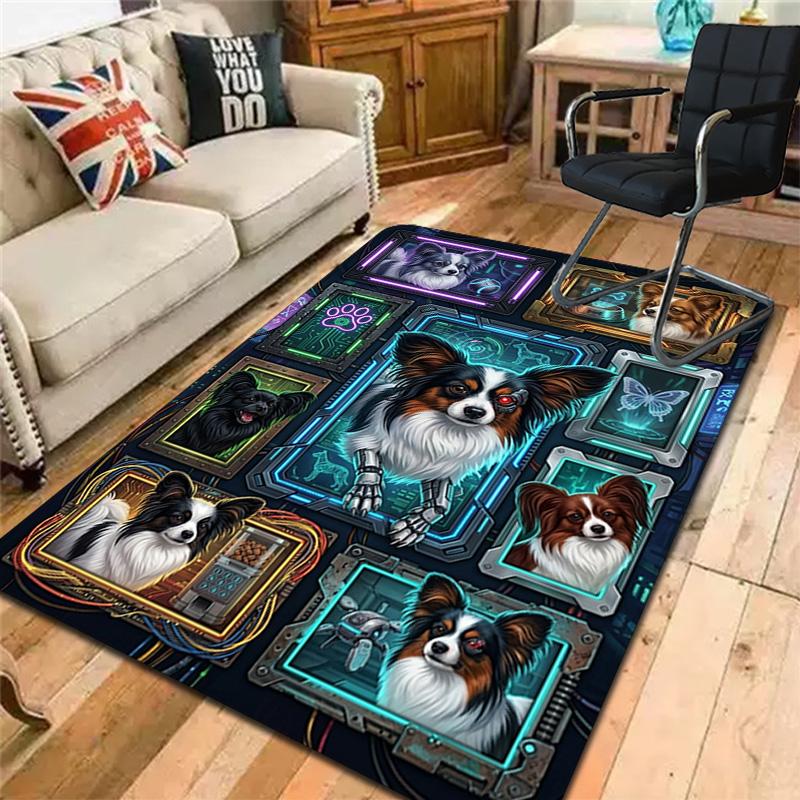 Cybernetic Canine Evolution Pattern Rug Floor Mat for Living Room or Bedroom Soft and Comfortable Carpet a Gift for Birthday and Holiday.