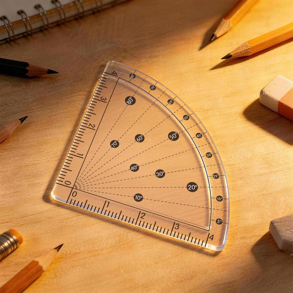 1pcs Portable Transparent Mini Ruler with Wave Line Drawing Measuring Tool Straight Ruler Pocket Protractor School Office