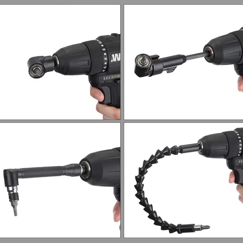 1 Set Flexible Drill Extender Universal Sleeve In Multiple Sizes 105 Degree  Right Angle Drill Extender Flexible Drill Extension Kit