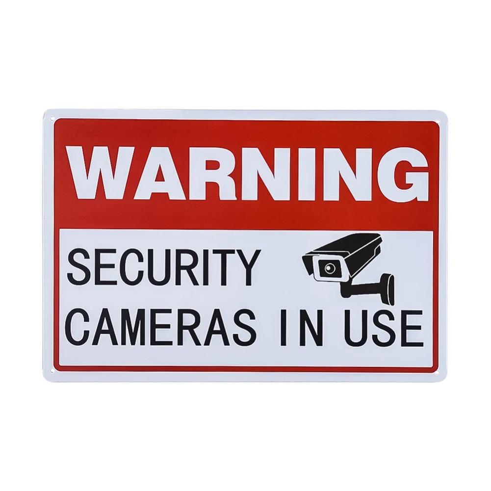 Vintage Metal Sign Video Surveillance Security Cameras In Use