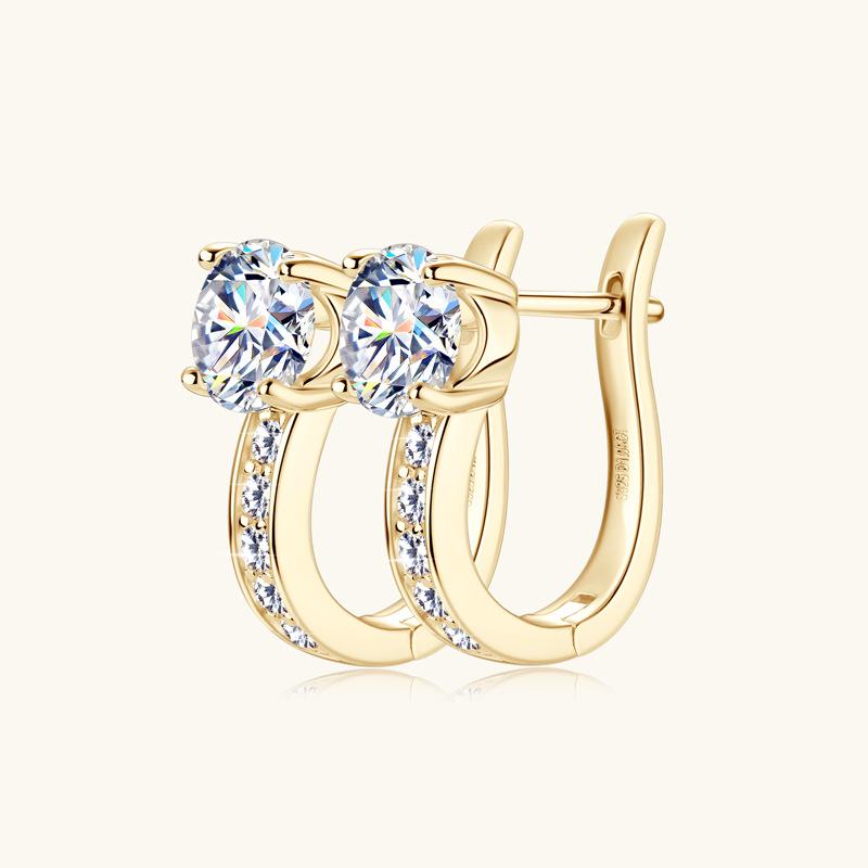 Silvere Glam New fashionable, simple and high-end moissanite earrings from Japan and South Korea, with slightly set pure silver cool ear buckles