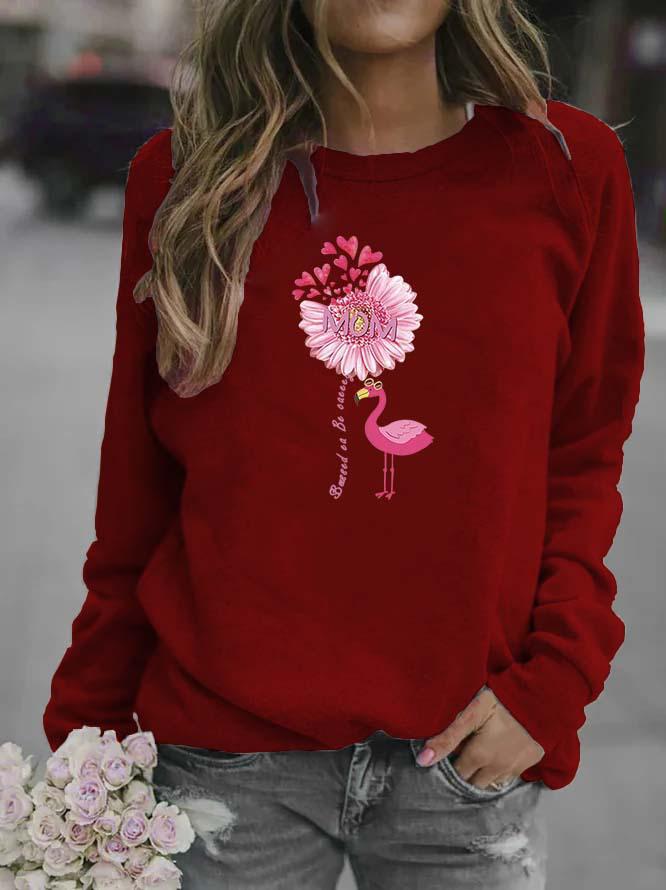 Women's Printed Round Neck Long Sleeve Sweatshirt