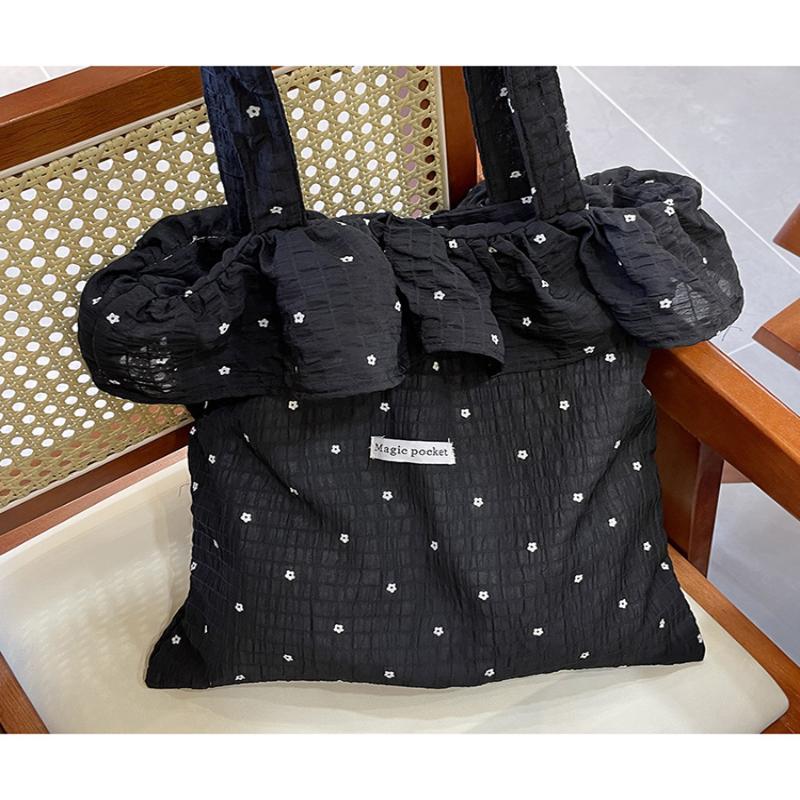 Wave Point All-match Chiffon Women Tote Bag Large Capacity Korean Style Mesh Handbag for Work Commuting