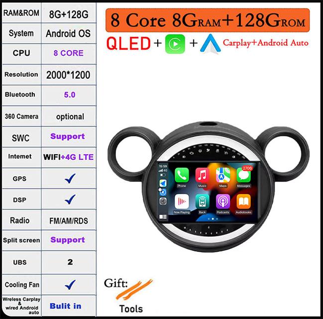 9 Inch 2.5D Touch Screen For BMW Mini 2010 2011 2012 2013 - 2016 Android 14 4G Lte Car Multimedia Player Video GPS Navigation