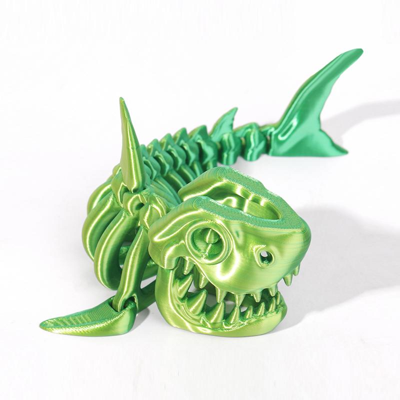 

3D Printed Shark Model Solid Color Movable Doll Multi-jointed Articulated Animal Figurine Desktop Decoration Decompression Toy 15CM