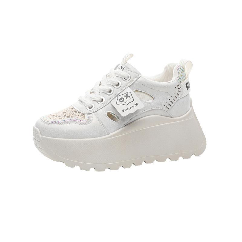 2025 summer new shoes versatile platform white shoes heightening women's shoes breathable feet small women's casual shoes